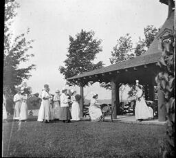 Group of women near a pavilion