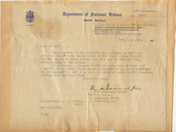 Letter from the Department of National Defense