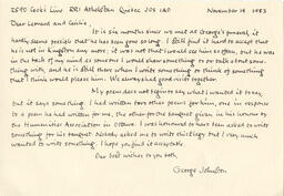 Letter - George Johnston to Leonard and Cecilia