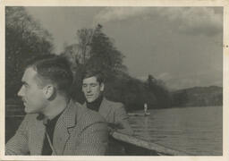[Whalley and friend on a rowboat]
